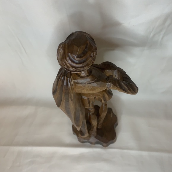 Large vintage hand carved wooden figure with instrument - Picture 15 of 16